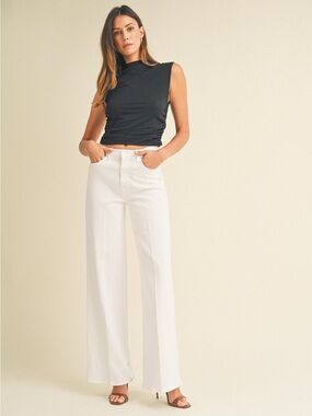 New Trending Just Black Denim The Palazzo Jean HR Wide Leg in White Denim Wash